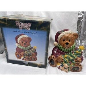 YOUNG'S HEARTFELT KITCHEN CREATIONS 9” SANTA BEAR COOKIE JAR CHRISTMAS 2002 RARE
